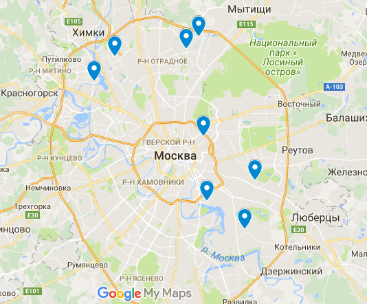 Карта ветеринарных клиник Москвы